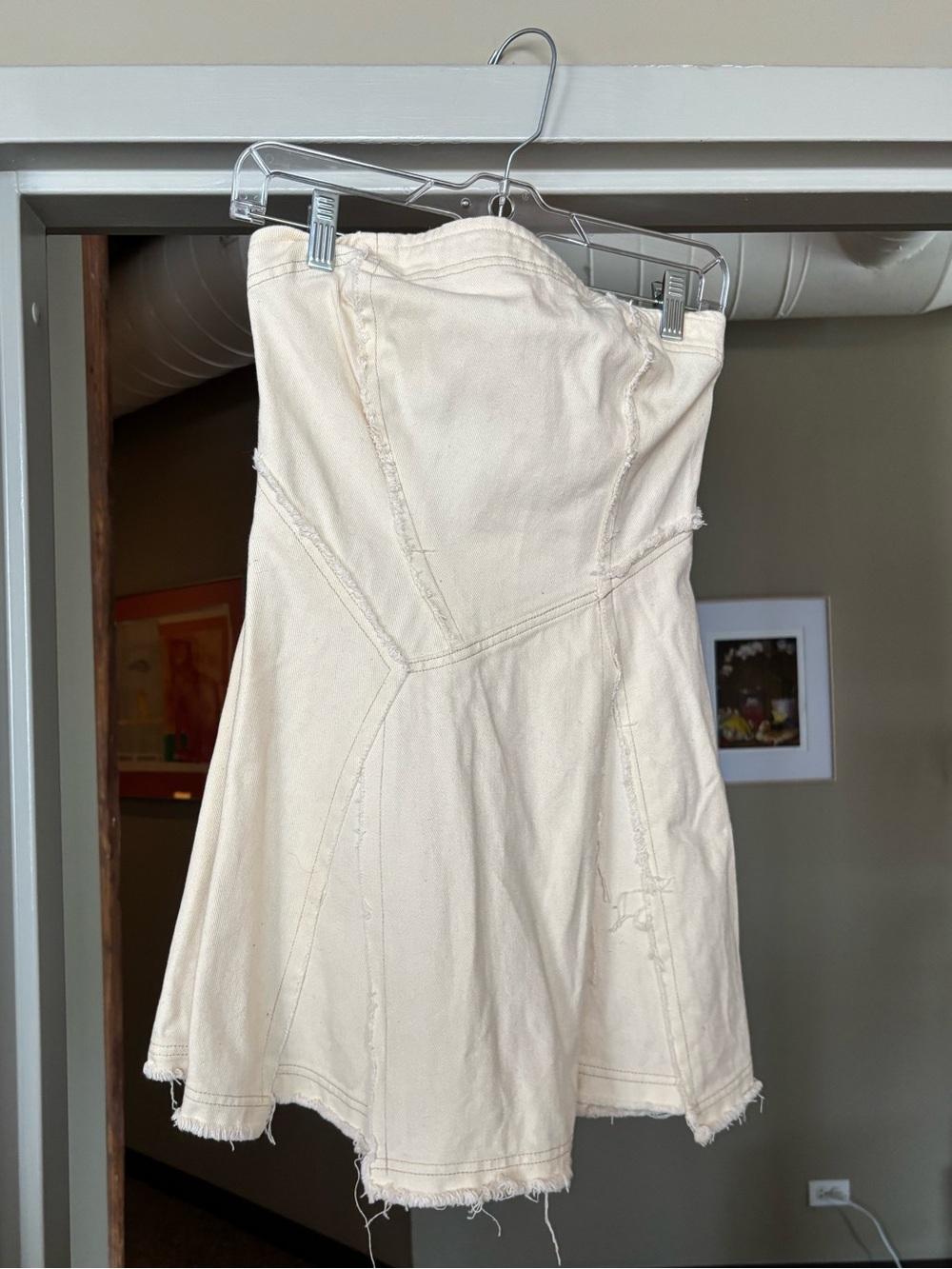 Urban Outfitters cream denim mini dress